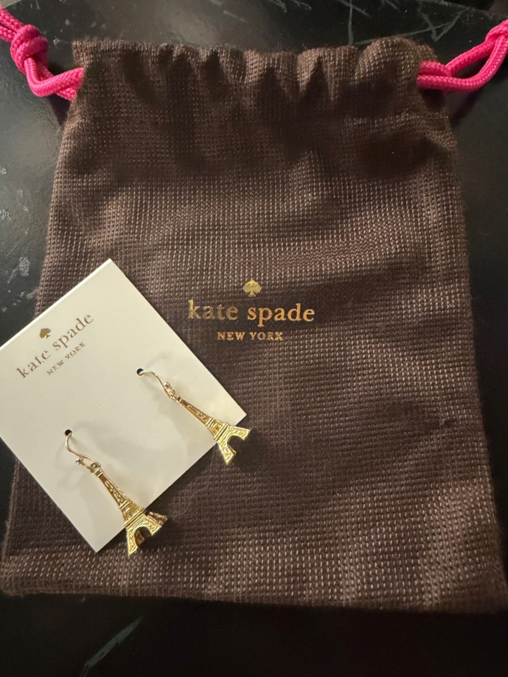 kate spade Parisian lights Gold Eiffel Tower Dangle Earrings